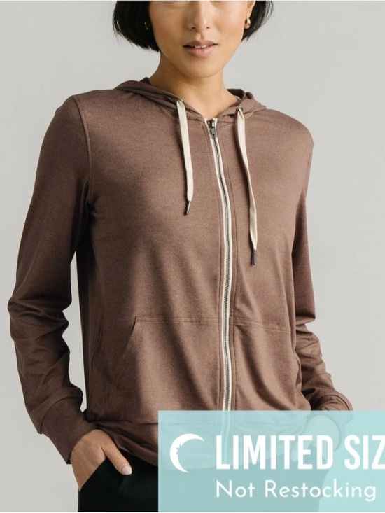 Zyia Active Tops - NWT Brown Downtime Zip Hoodie